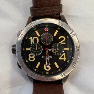 Nixon 48-20 Chrono Leather Watch "Antique Copper Brown"